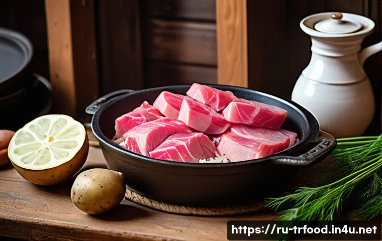 전통음식조리사 초보자가 알아야 할 것 - A traditional Russian kitchen scene featuring a rustic wooden table set with authentic ingredients: ...